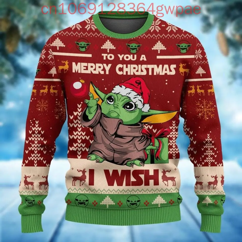 Disney Baby Yoda Weihnachten Hässlicher Pullover Herren Damen 3D Hässlicher Pullover Disney Hässlicher Weihnachtspullover Weihnachtsgeschenke Pullover Tops