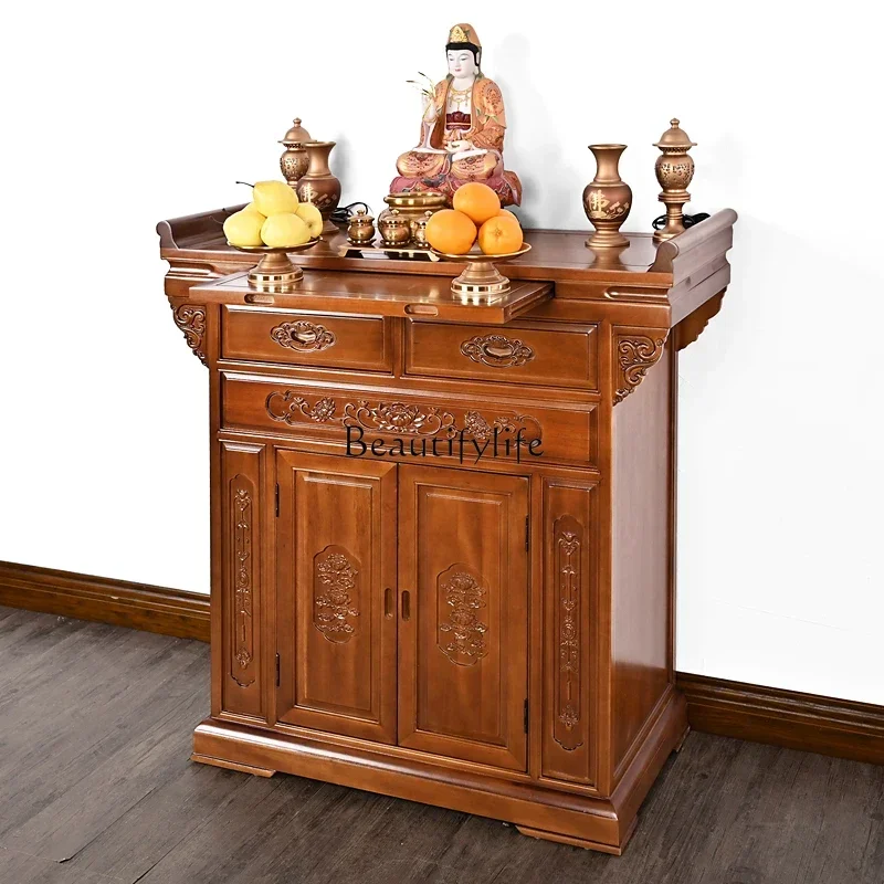 

pg451Red walnut solid wood table, new Chinese Buddhist cabinet for home use