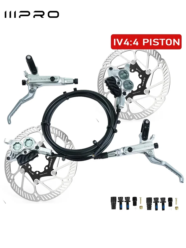 AliExpress NONE IIIPRO Bicycle Hydraulic Disc Brake 850/1550mm Front and Rear 4 Piston Hydraulic CNC Oil Pressure Mountain Bike XC DH AM Brake