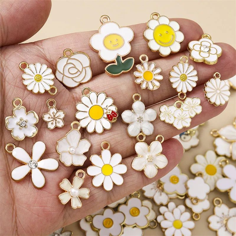 10/20 Stück Gemischte Zufällige Bunte Emaille-Blumen-Anhänger für Schmuckherstellung Ohrringe Halsketten Armbänder DIY Bastelbedarf – Detail 20