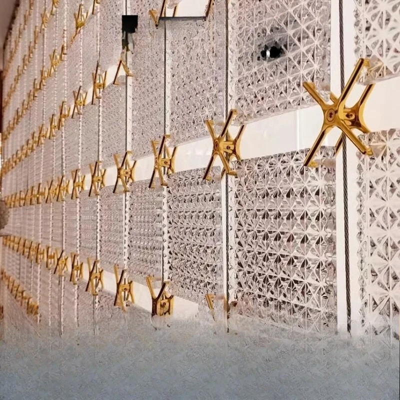 Crystal Glass Hanging Piece Glass Brick Partition Wall Solid Crystal Brick Transparent Square Ultra White Ice Pattern Background