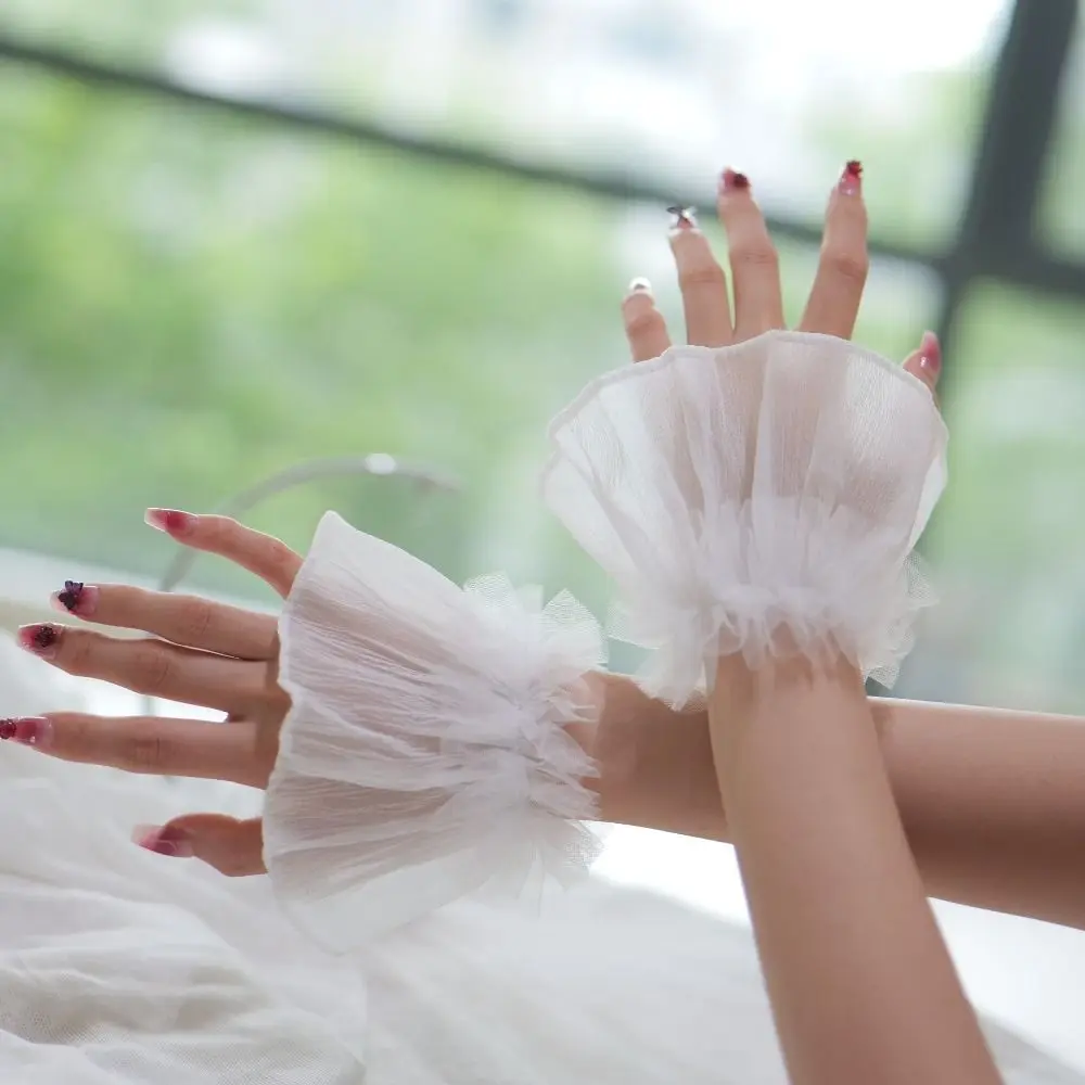 

New Removable Flared Cuffs Tulle White Fake Cuff False Sleeve Ornaments Nail Art Accessories