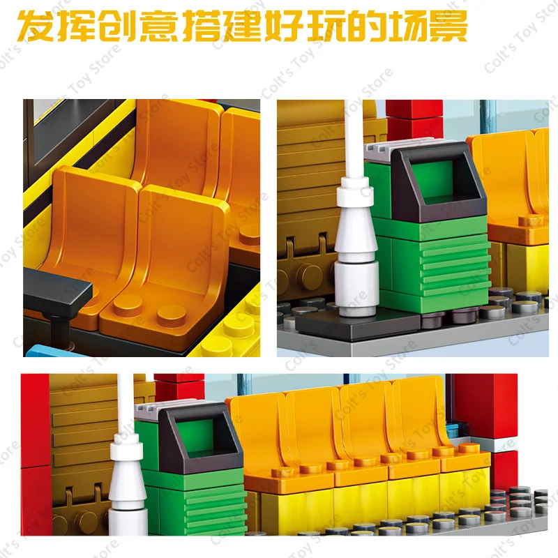 2025 City Yellow Passenger Bus Building Blocks School Bus Station Action Figures Traffic Bricks Model Kids Toys DIY Gift Sets