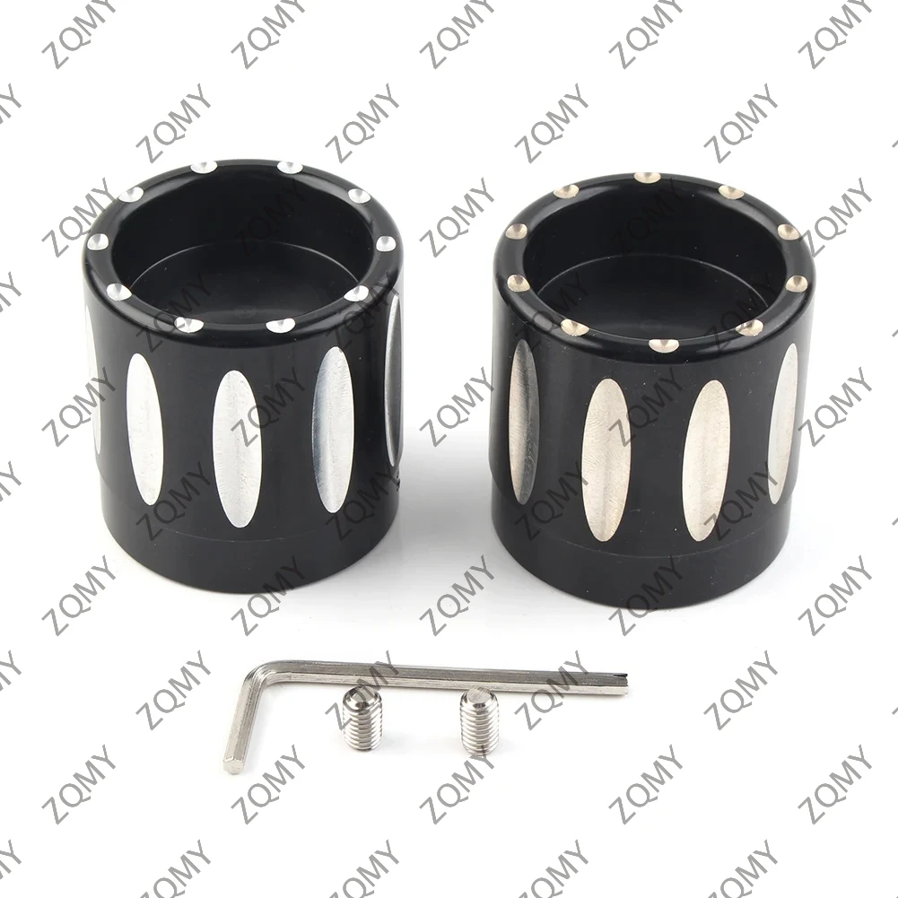 Cubierta de tuerca de eje delantero de motocicleta, Kit de perno CNC negro de 2 piezas para Harley Touring Softail Sportster XL 1200 883