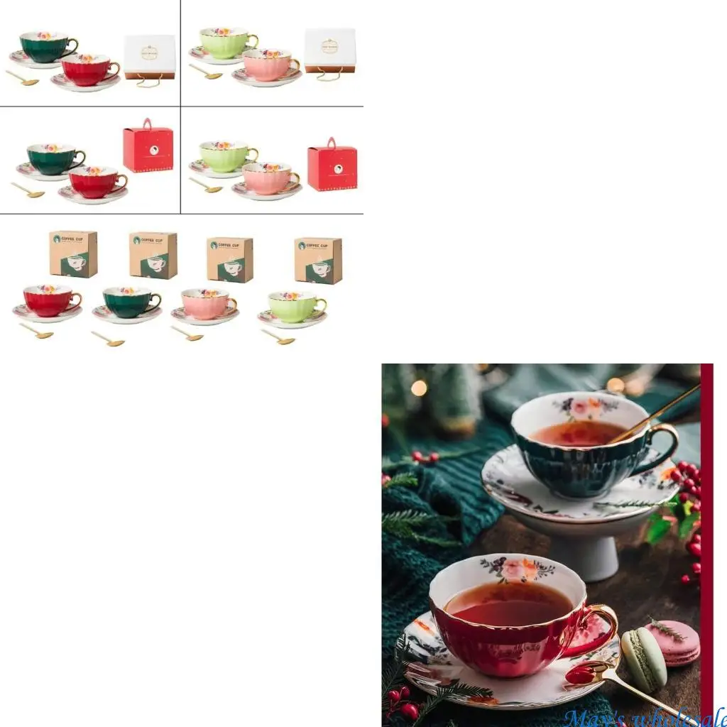 Stable Bone China Coffee Cup Set with Saucer Unique Ceramic Mugs for Teas Lover 448A
