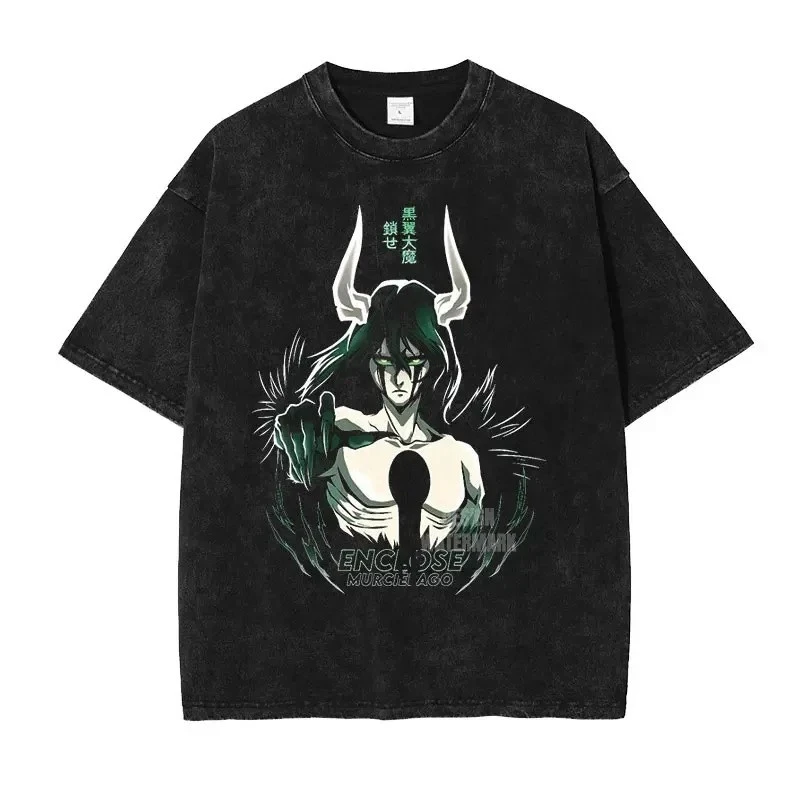 BLEACH European Code Men and Women with The Same Type of Japanese Popular Anime Graphic T-shirt Men's Washing T-shirt