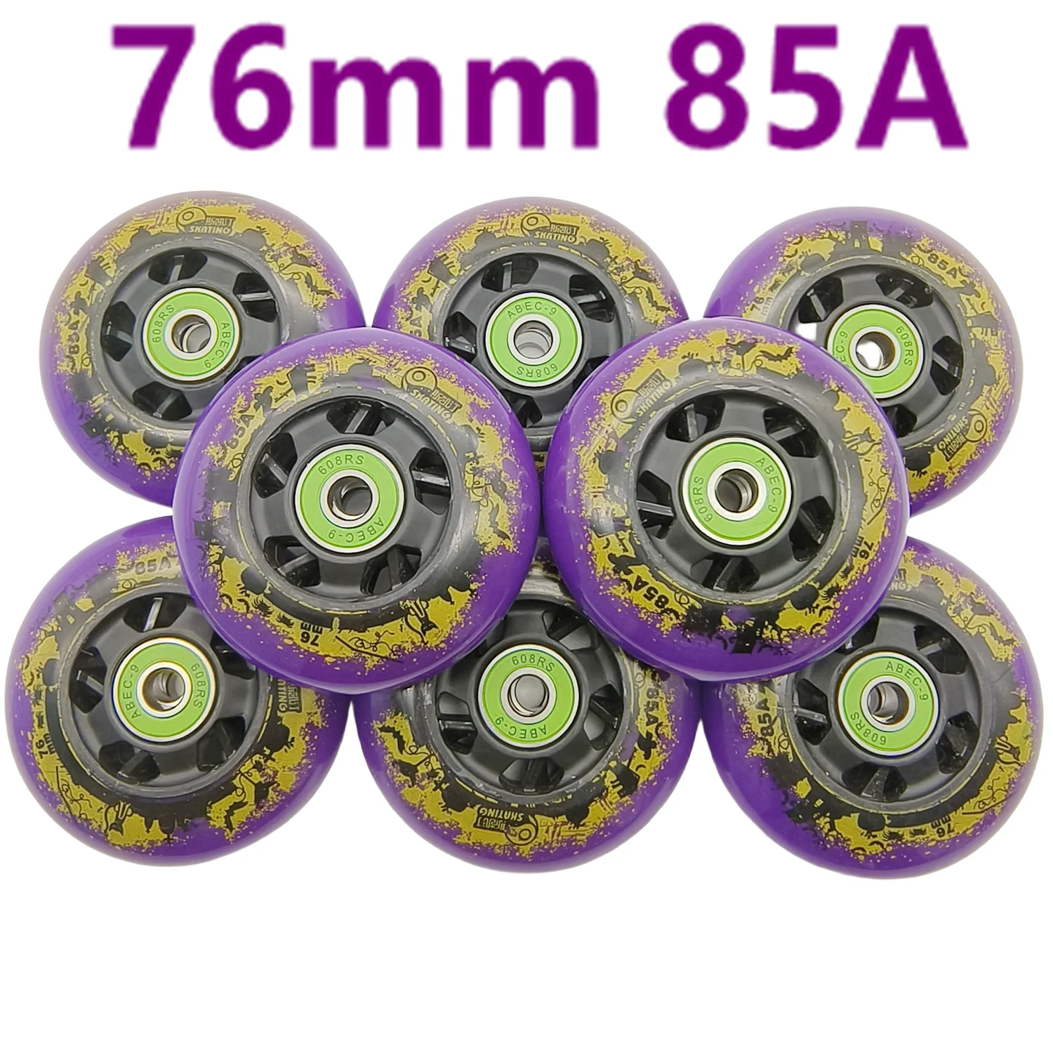 Inline skate wheel purple wheel 76mm 85a abec-9 bearing