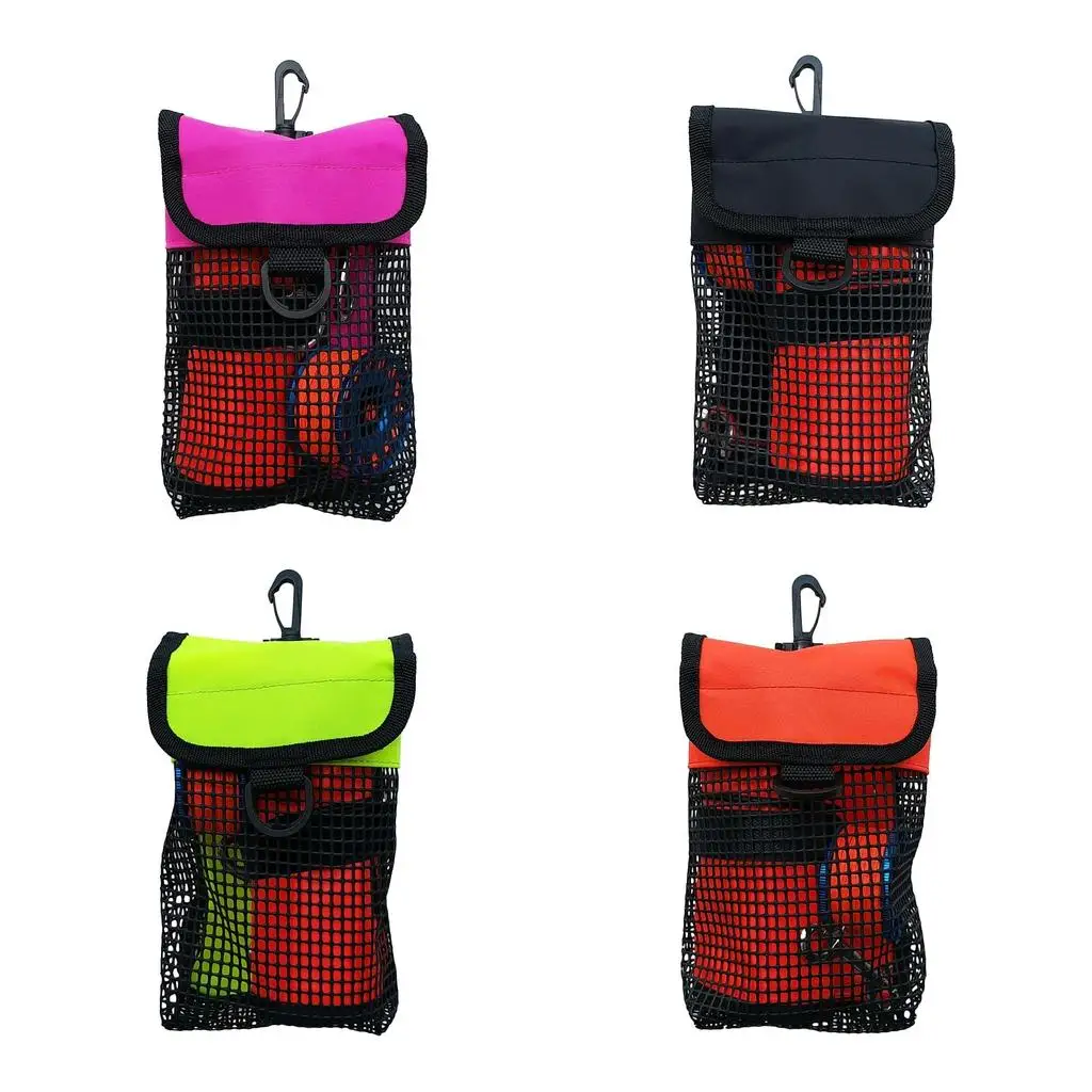Portable Mesh Pouch for Scuba Dive Reel Storage SMB Safety Marker Buoy Carrier Bag with Loop Tape Fastener Closure