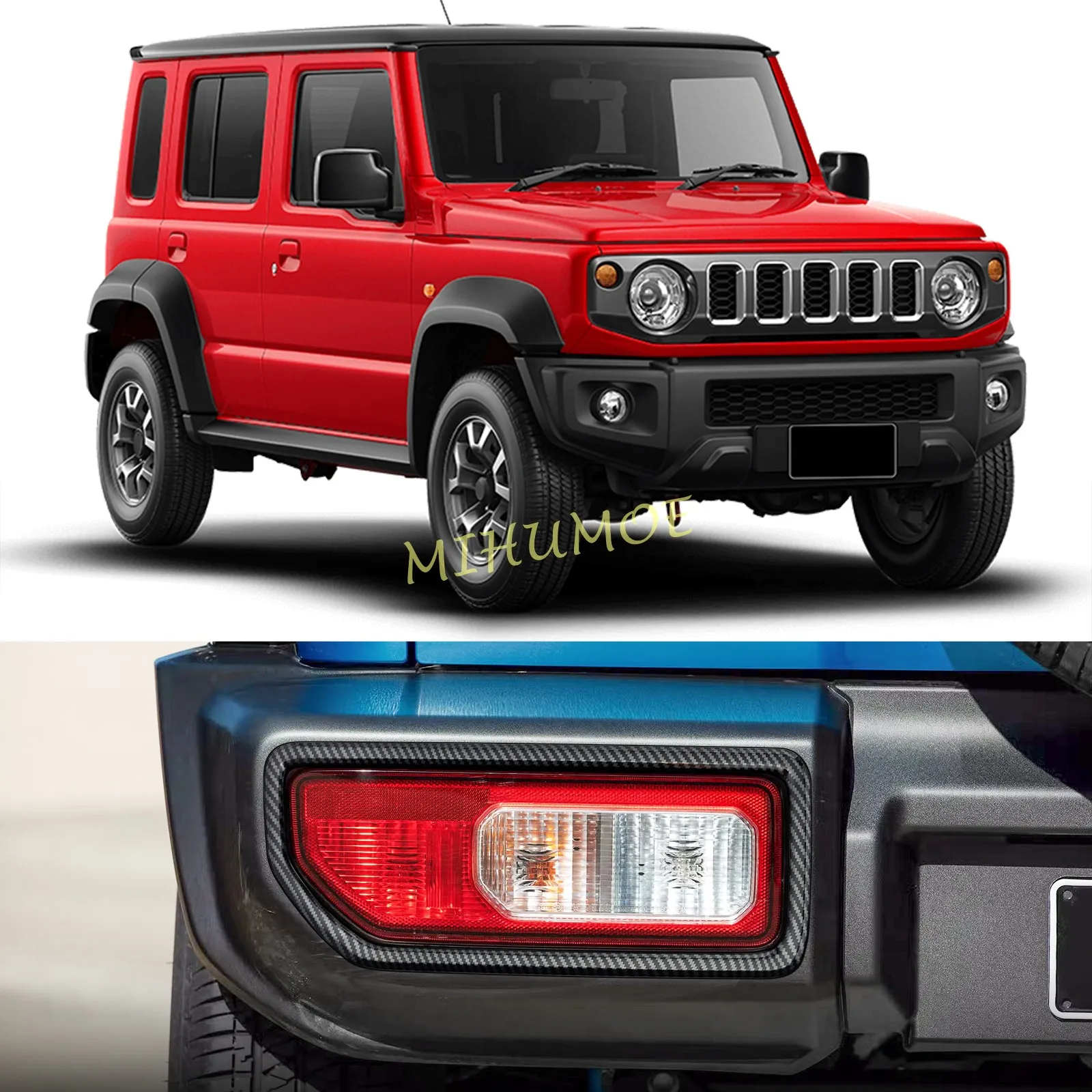

Для Suzuki Jimny 2019-2025 гг., черный задний бампер из углеродного волокна, отражатель, противотуманная фара, накладка, молдинг, автомобильные аксессуары