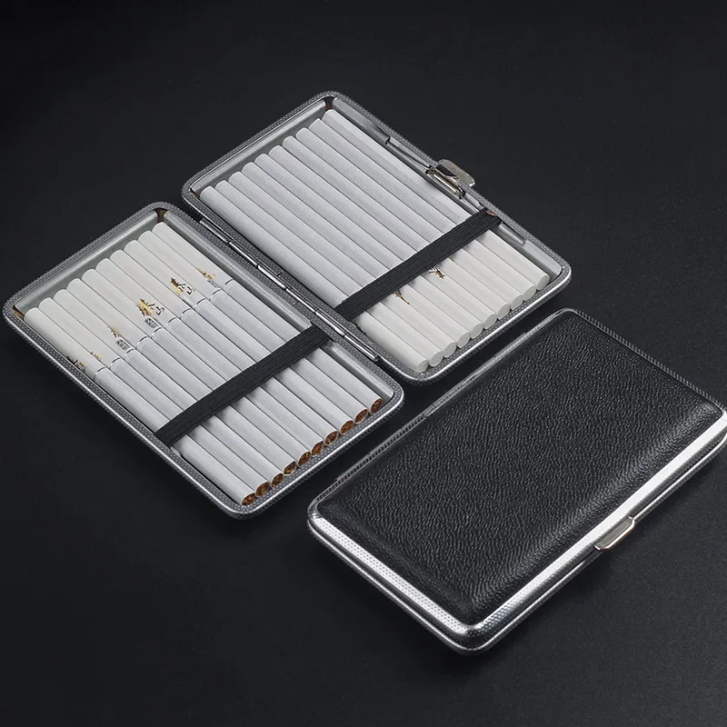 Leather Slim Portable Cigarette Case Pressure and Moisture Resistant Cigarette Accessories