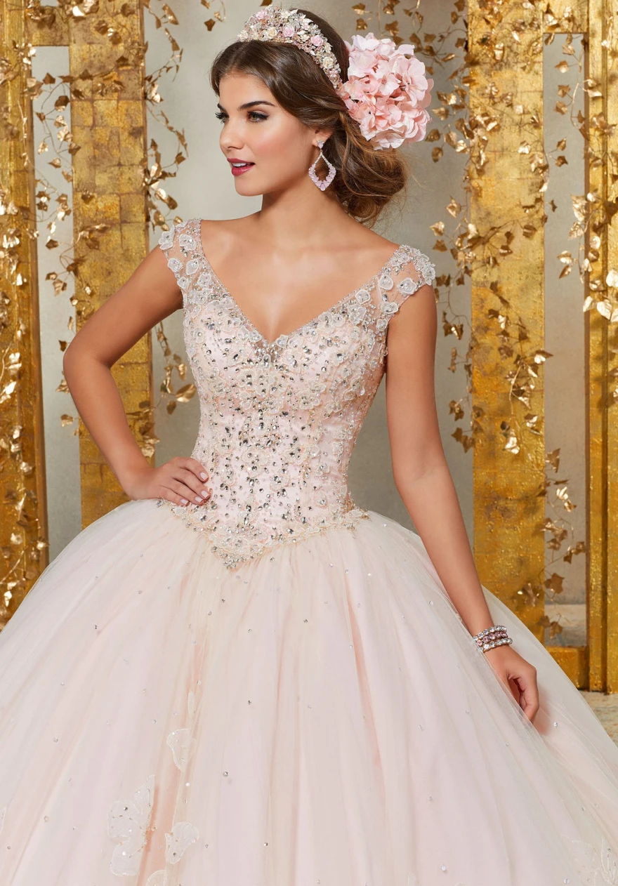 Robe de Quinceanera bleu ciel personnalisée, robe de Rh, mancherons, paillettes perlées, robe mexicaine Sweet 16, robe éducative de 15 ans, 2024, YQD101