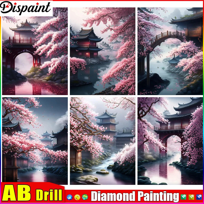 

Dispaint AB DIY 5D алмазная живопись "Будинок река цветок" полная алмазная вышивка распродажа картина из стразов для праздничных подарков