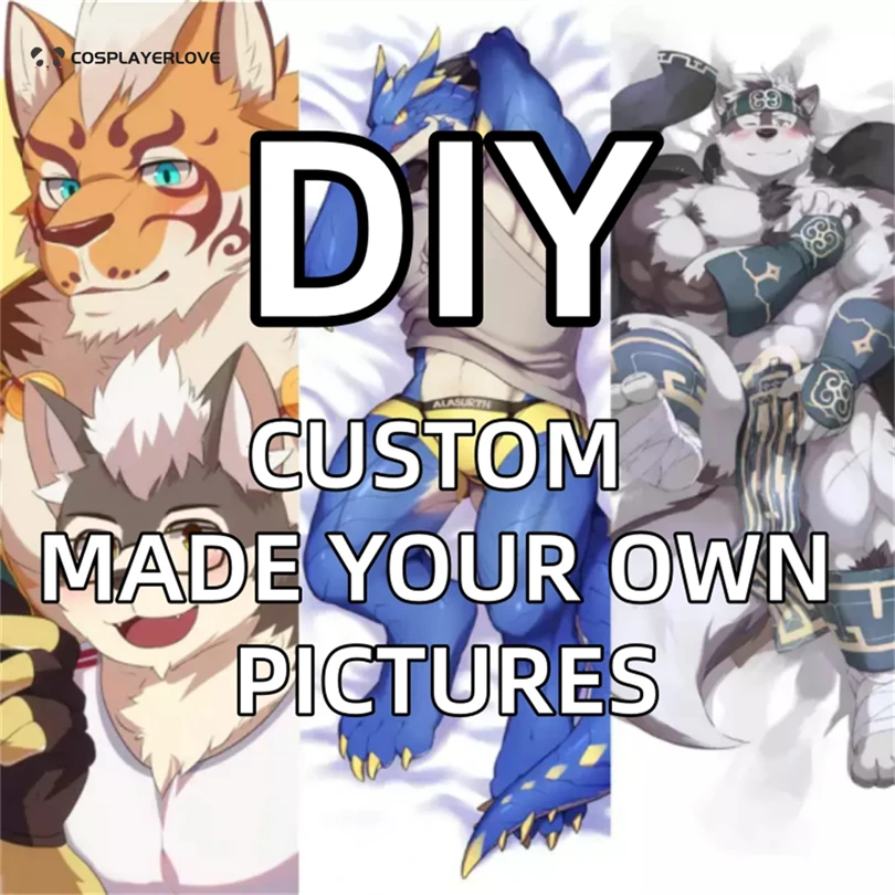 Dakimakura 18÷ Furry Animal Tiger Bear Cover DIY Customized 2WAY Hugging Body Pillow Case Anime Game Pillow Cushion Cover Gift