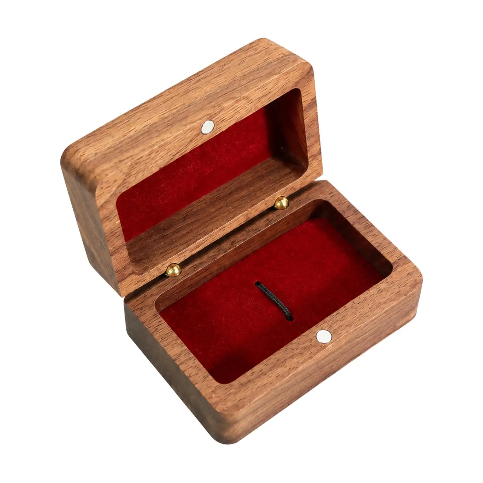 Compact Wood Tie Accessory Box with Soft Interior for Desk Drawer Clutter Free