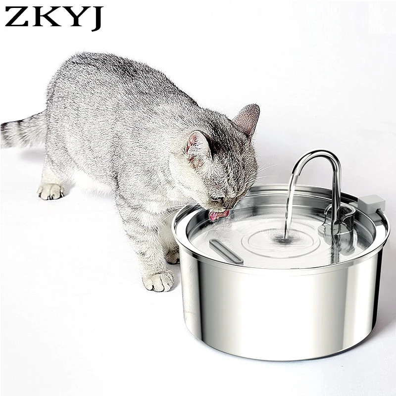 Cat Drinking Fountain Automatic Stainless Steel Pet Fountains Water Dispenser Ultra-quiet Pump Water Foutain for Multiple Pets