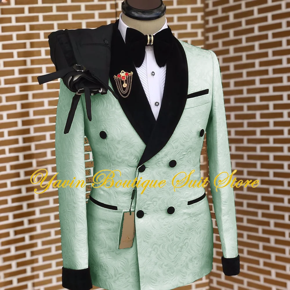 None Men's 2-Piece Floral Suit Double-Breasted 3
