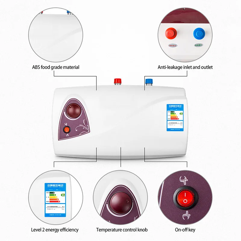 Nuovo Arrivo 10L 1600W 2000W Montaggio A Parete Serbatoio Geyser Cucina di Stoccaggio Scaldabagni Elettrici per il Bagno