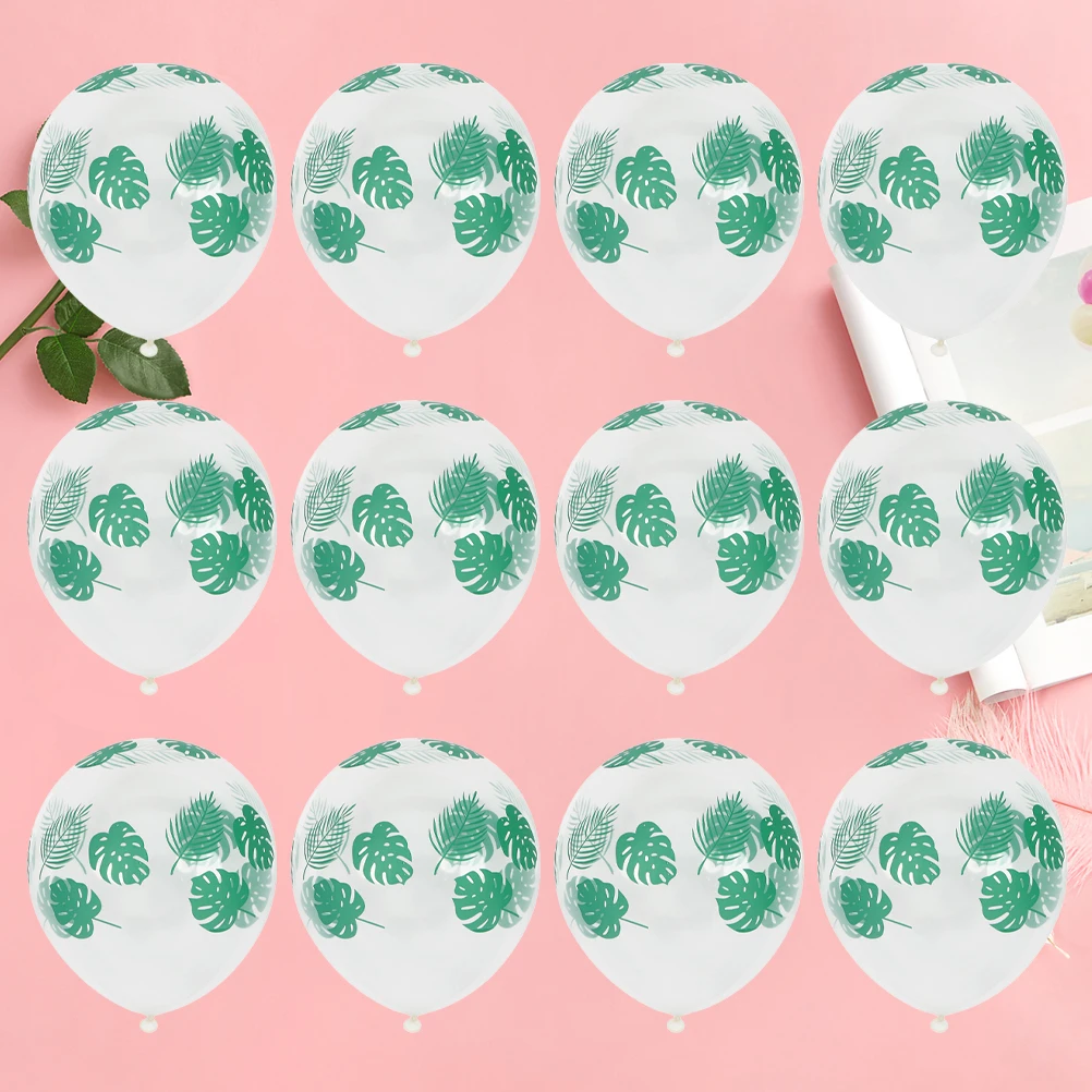 

100 Pcs TransparentBack Leaf Balloons Decorative Party Layout Props Latex Hawaii Style Bright Color Photo Background