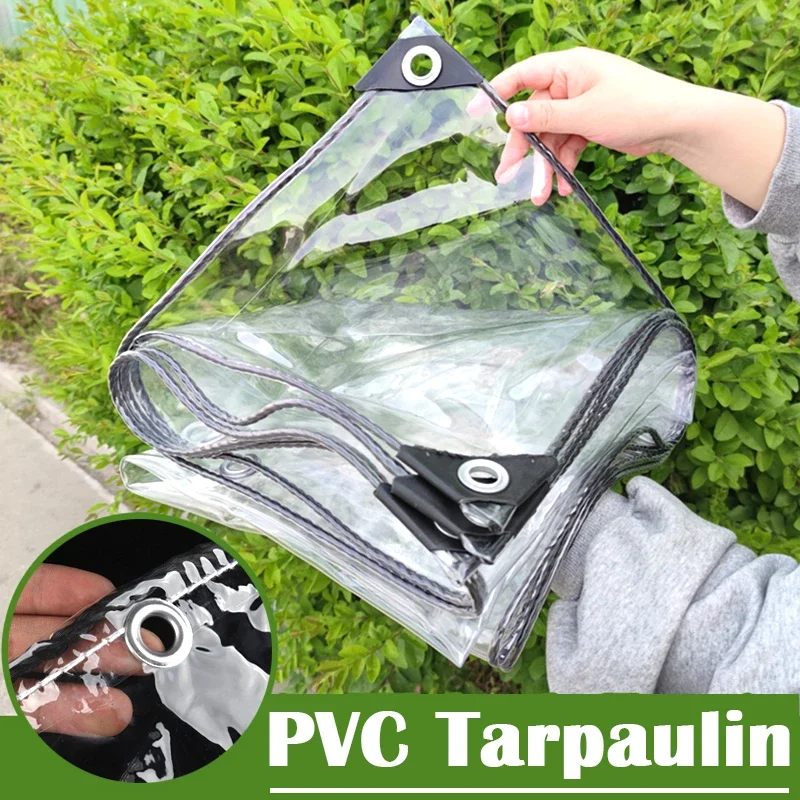 0.35/0.55mm Transparent PVC Tarpaulin Succulent Plant Waterproof Cover Garden Pergola Clear Tent Balcony Windows Rainproof Cloth