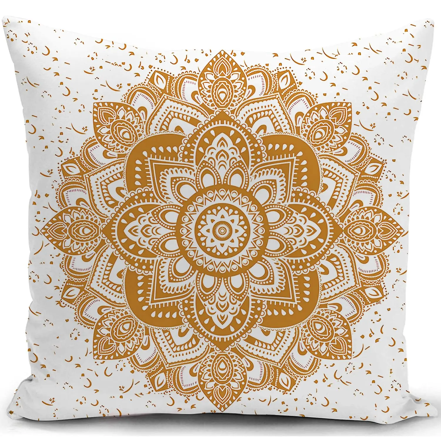 Gold Mandala Kissenbezug Boho Indischer Blumendruck Yoga Meditations-Kissenhülle für Sofa Bett Couch Böhmische Heimdekoration Geschenke