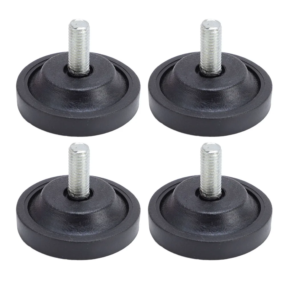 4pcs M10 Thread Screw On Rubber Feet Black Diameter 58mm Adjustable Furniture Levelers Rubber Threaded Furniture Legs