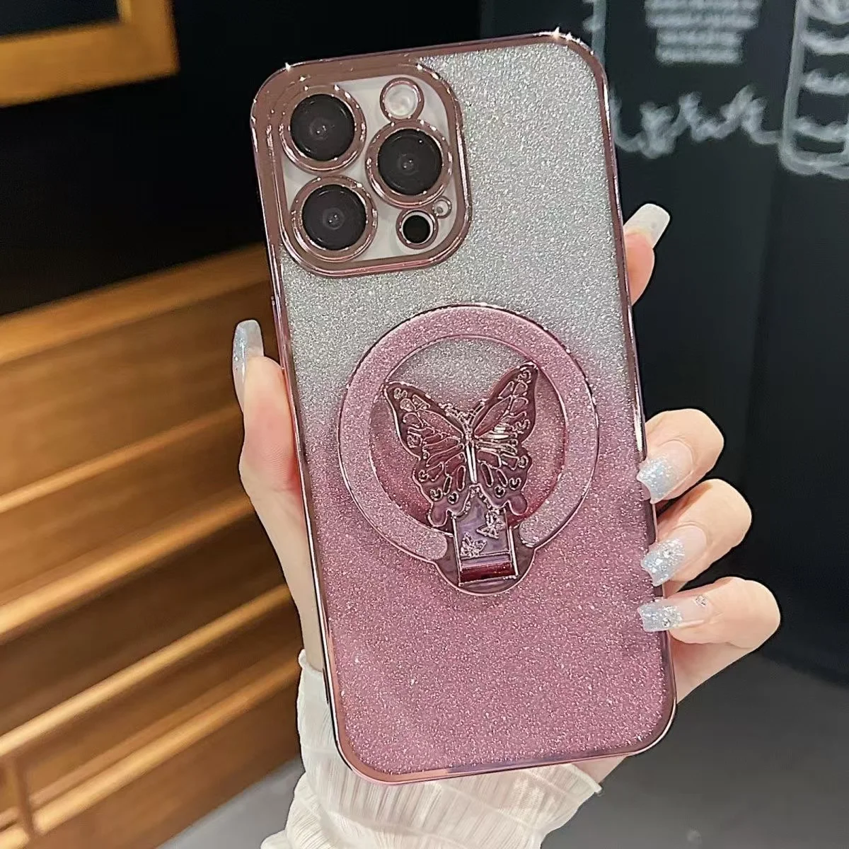 Butterfly Ring Stand Phone Case For OPPO A80 A60 A79 A78 A77 A76 A74 A73 A72 A98 A96 A95 A94 A93 A92 A91 4G 5G A16E Soft Cover