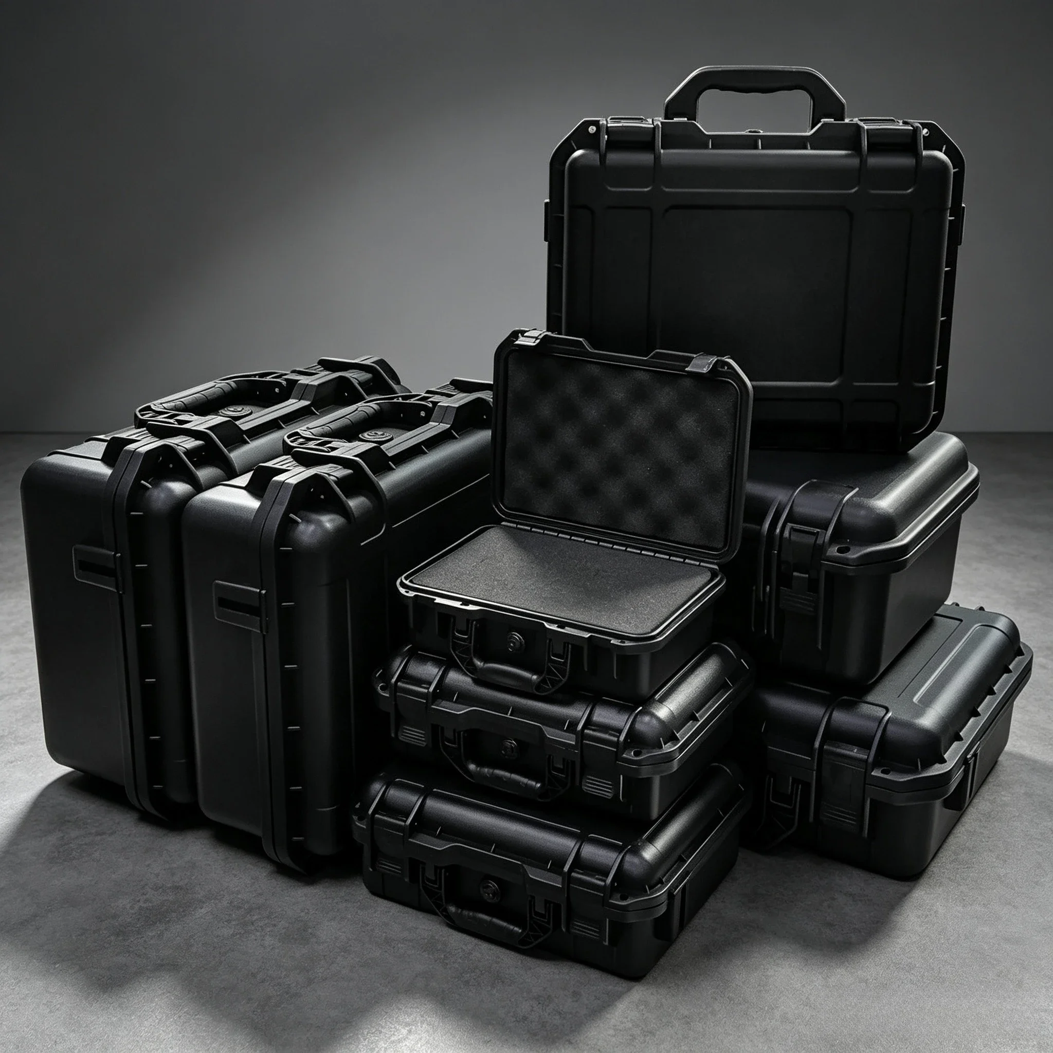 Waterproof Shockproof Hard Plastic Tool Box Protective Storage Case with Pre-Cut Sponge Inserts for Equipment Small Parts Tools