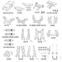 MJX Hyper Go H16H 16208 16209 16210 Original Differential Shock Absorber Gear Suspension Arm RC Car Replacement Spare Parts