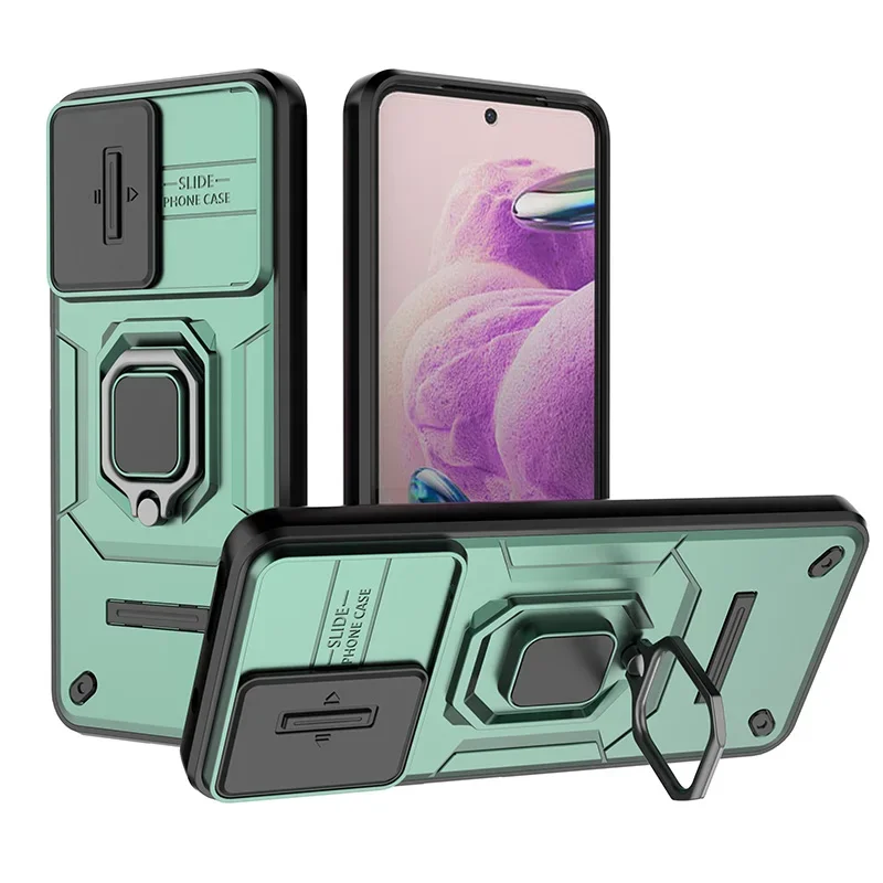 

For Redmi Note 12S Case Slide Camera Protect Armor Phone Cases For funda Xiaomi Redmi Note12S coque Magnet Holder Ring Cover