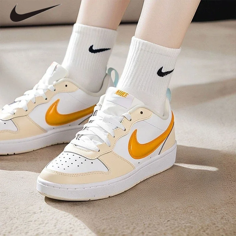 Nike Court Borough Low Recraft GS Sneakers, Recycled Synthetic Leather 3D Swoosh Retro Casual Shoes for Youth IQ9796-171