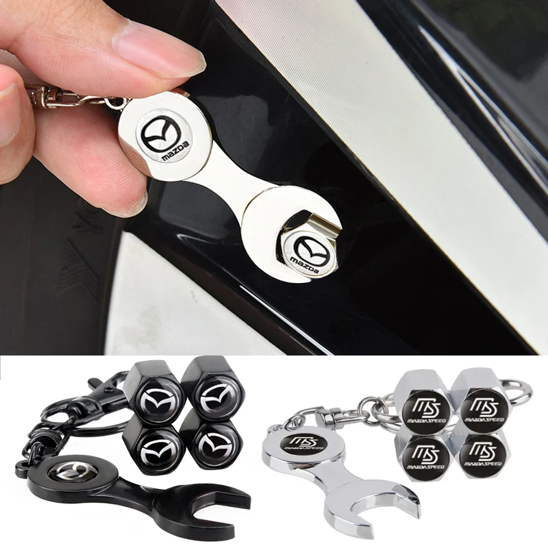 

Car Wheel Tire Valve Stem Caps with Wrench For Mazda RX8 RX7 MX3 MX5 CX9 CX7 CX5 CX8 CX30 Atenza Axela Speed