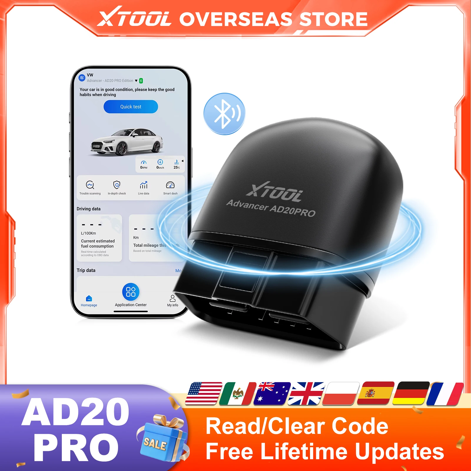 XTOOL AD20PRO Code Reader IOS Android OBD2 Scanner Oil Reset AD20pro Car Diagnostic Check Engine Light Battery Test Free Update