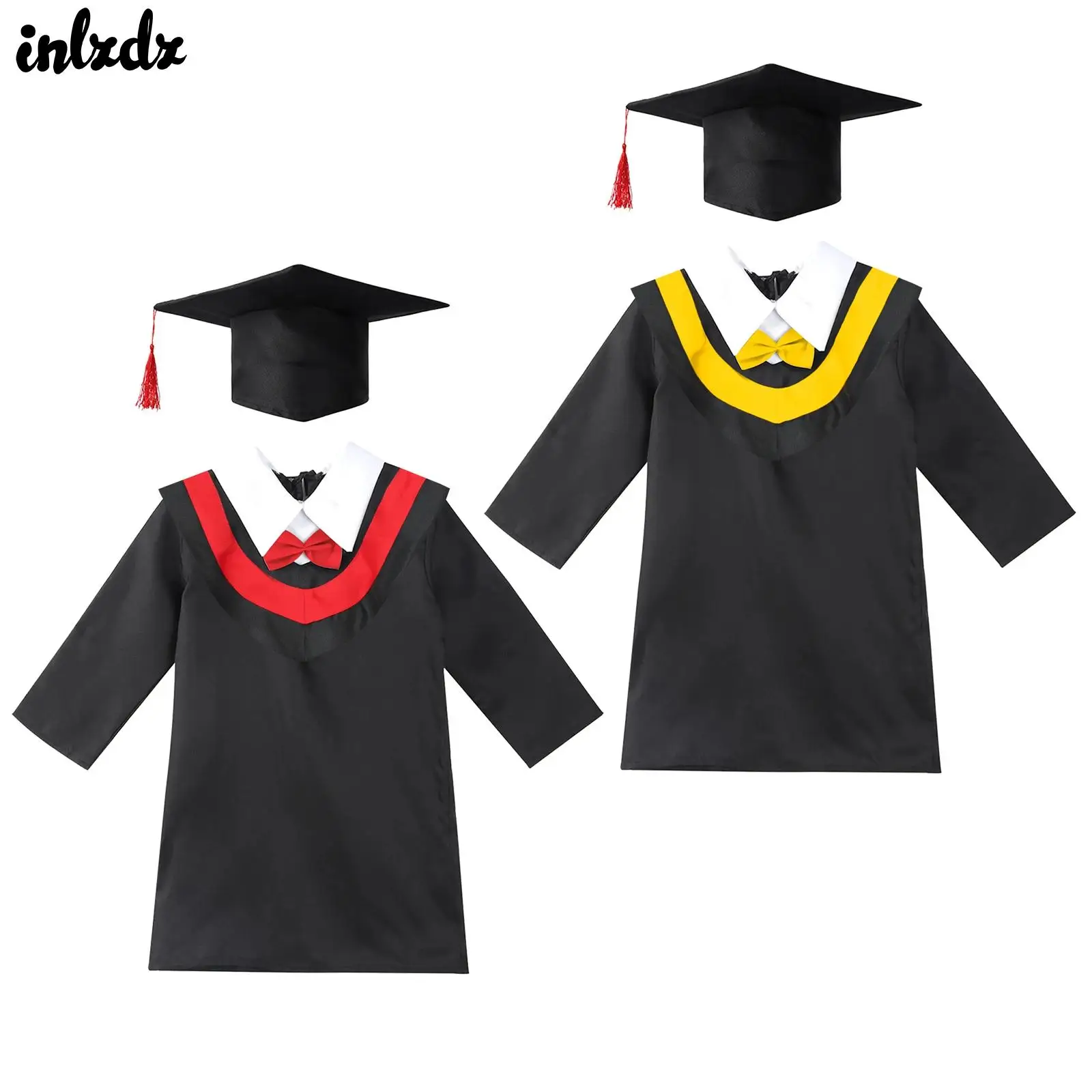 Ragazze ragazzi studenti Bachelor Uniform Robe con nappa Cap per la cerimonia della scuola primaria in età prescolare abito da laurea con nappa Cap