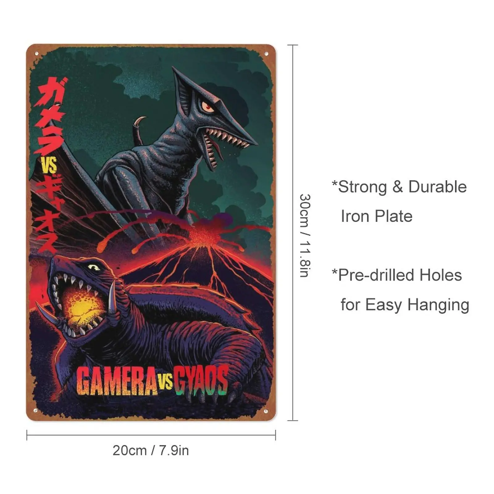 Gamera vs. Gyaos Movie Poster Metal Sign Tin Metal Retro Wall Decor for Home,Street,Gate,Bars,Club