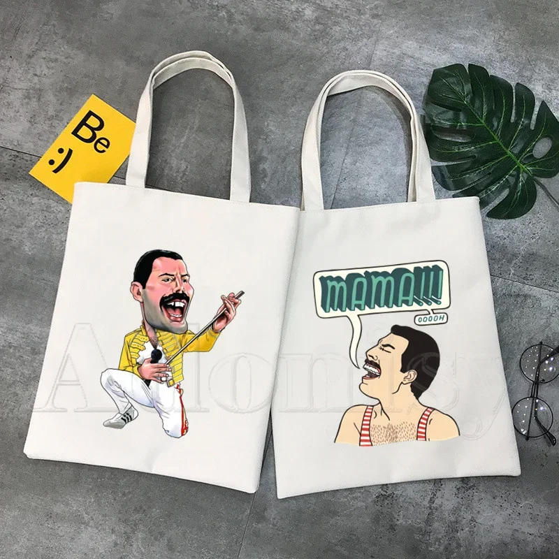 Freddie Mercury Tote Bag Unisex Canvas Bags Shopping Bags Printed Casual Shoulder Bag Foldable