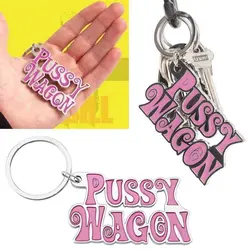 Metal Pink Letter Keychain Pussy Wagon Keychain Movie Kill Bill Key Chain For Women Men Car Handbag Keyring Jewelry Accessories