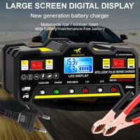 Cargador de batería de coche completamente automático, 300AH, 220W, para pantalla LCD de ácido de plomo seco y húmedo, cargador de batería de reparación de pulso inteligente, enchufe europeo