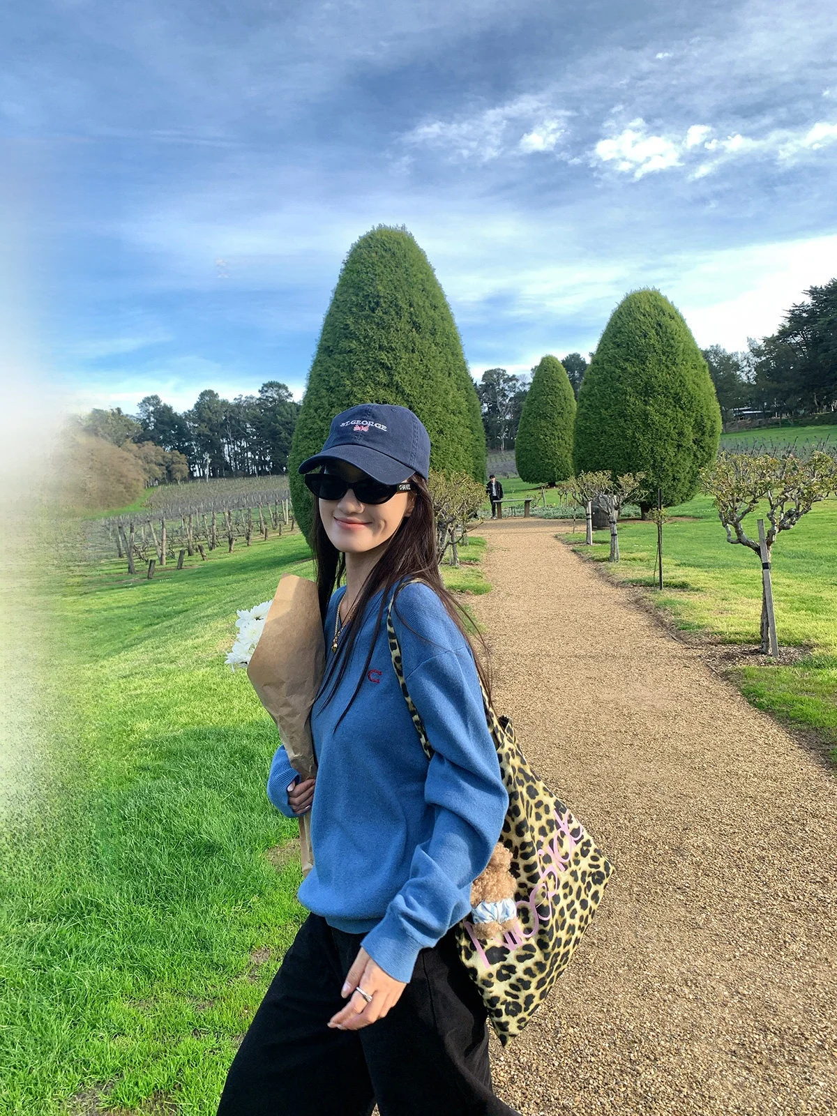 

Свободный вязаный свитер с V-образным вырезом для женщин, осенне-зимняя новинка, синяя вышивка, пуловер с круглым вырезом, термопуловер из смесовой ткани (хлопок, нейлон, шерсть)