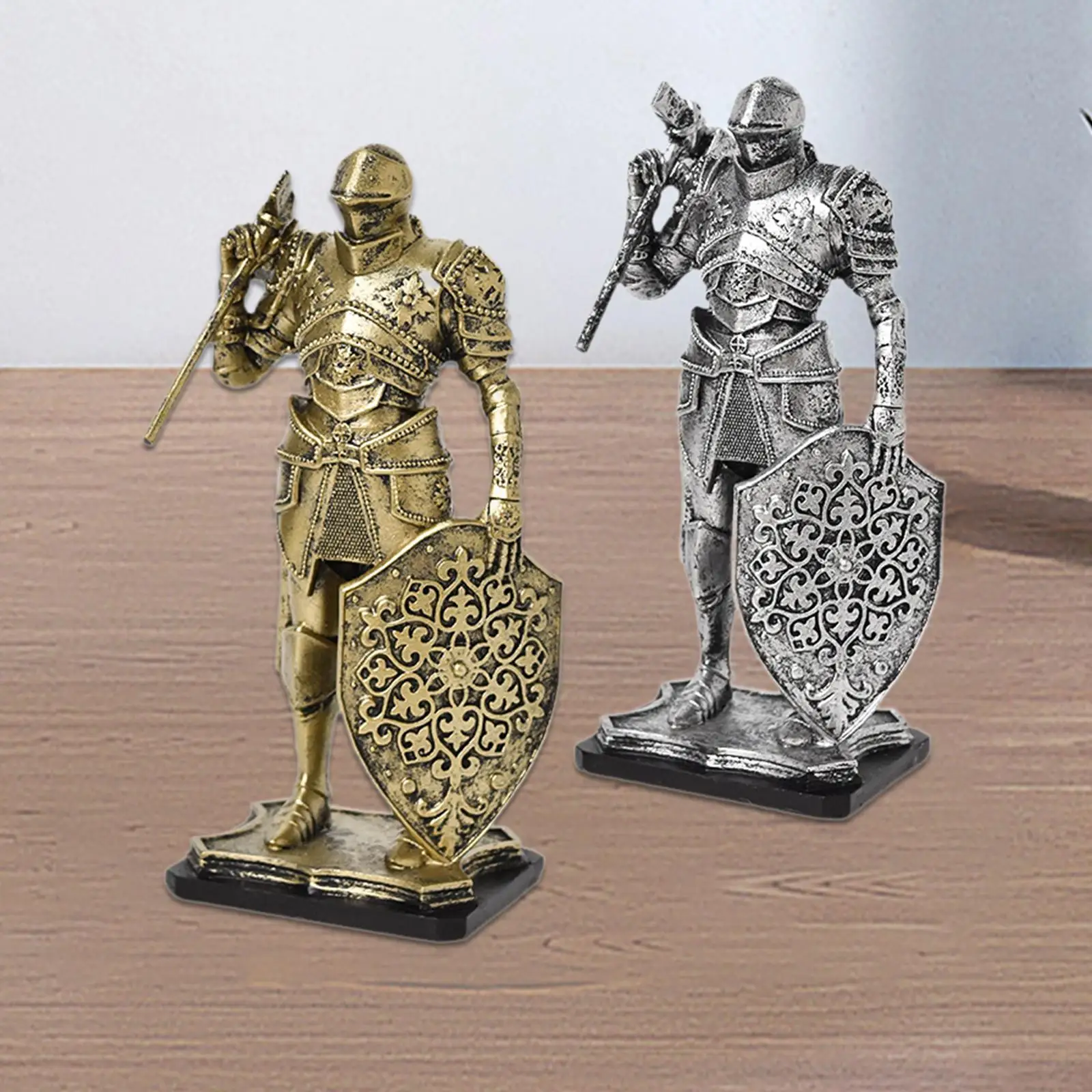 Knight Statue Gift Nordic Collection Retro Style Figurine Knight Ornament for Entryway Fireplace Desktop Living Room Bookshelf