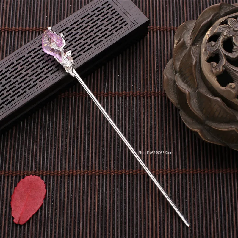 Chinese Style Hanfu Crystal Hair Stick Vintage Classic Metal Glaze Hair Fork Hair Pin for Women Jewelry Accessories New Headwear view 3