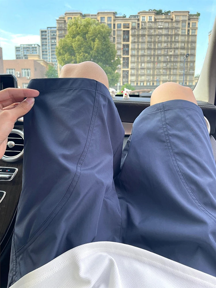 

Trendy Ice Silk Baskeall orts Qui Dry Lightweight Summer Spor Men's Straight Leg Fourths Casual orts Youth Faion