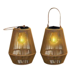 2 PCS Solar Lanterns Solar Powered Outdoor Lights PE+Iron Waterproof For Decorating Garden Yard Patio