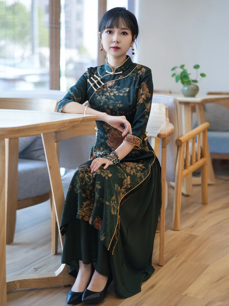 

RuiFeng Improved Midi Dr Ele Mommy Sle Long Evening Gown Vintage Flavour ort Sve Polyester Blend