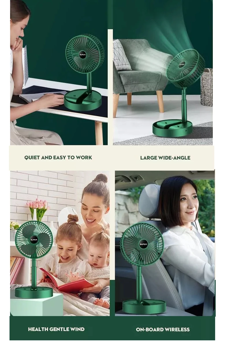 Standing table fan rechargeable desktop air cooler fan mini fan fold portable usb