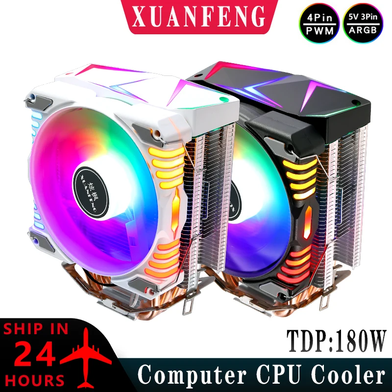 XUANFENG كمبيوتر مكتبي تبريد 120 مللي متر Argb مروحة وحدة المعالجة المركزية برودة المعالج 4/6 أنابيب الحرارة تثبيت LGA2011 115x1700x79 x99 AM4 AM3 E5
