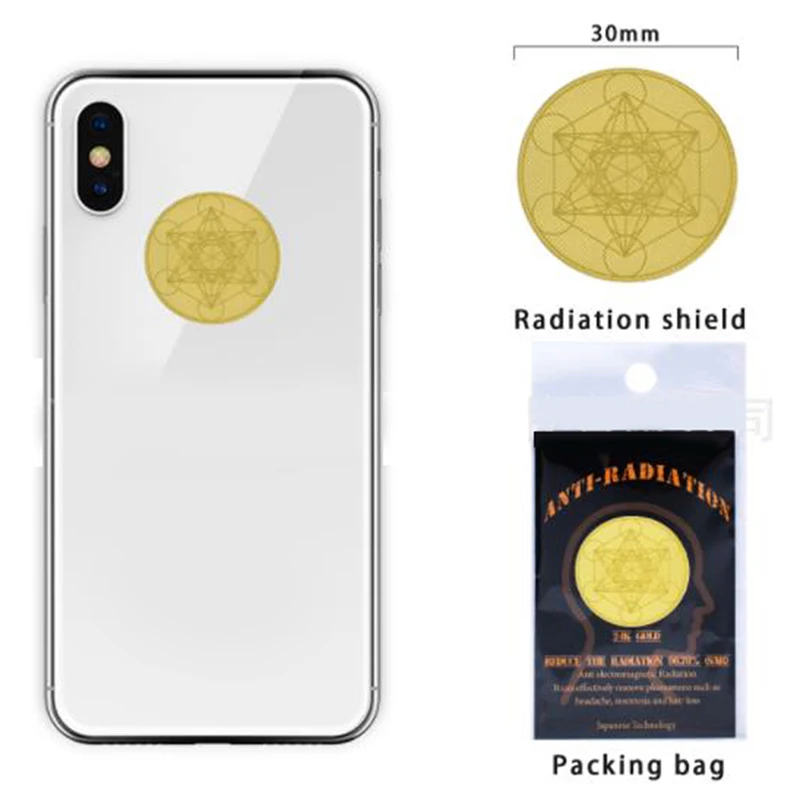 2pcs Cell Phone Health Protection Hollowing Techniques Round Golden Sticker Anti Radiation Sticker EMR Blocker