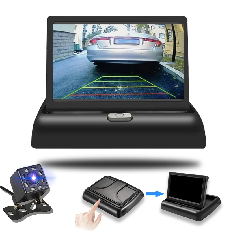 

4.3'' Car Reversing Folding Display Screen Easy Installation Car Night Vision Parking Parking System Camera for Vehicle