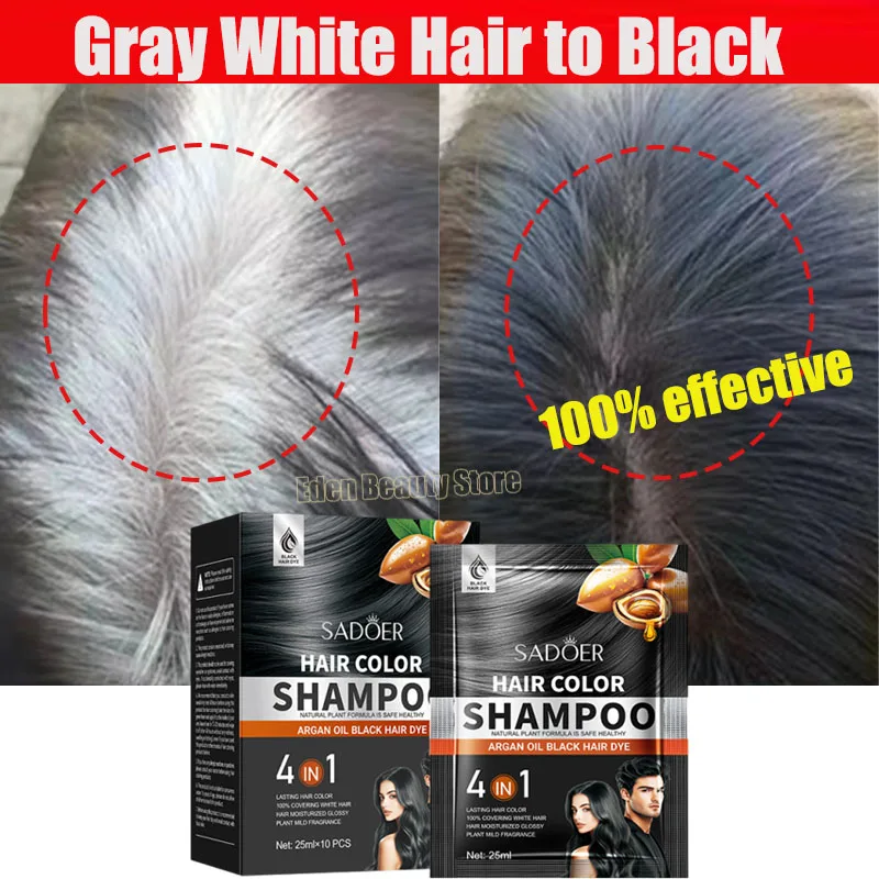 

Gray White Hair Treatment Shampoo White To Black Anti Gray Hair Beard Dye Anti Loss Repair Nourish Hair Care Products Men Women