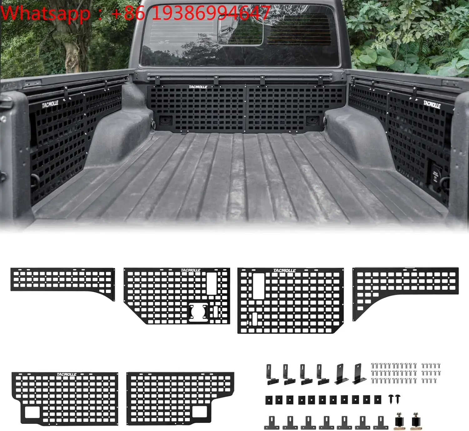 For Tacmolle Modern Aluminum Alloy Truck Bed MOLLE Panel Standard Size for Jeep Gladiator JT Full Set-Easy Installation