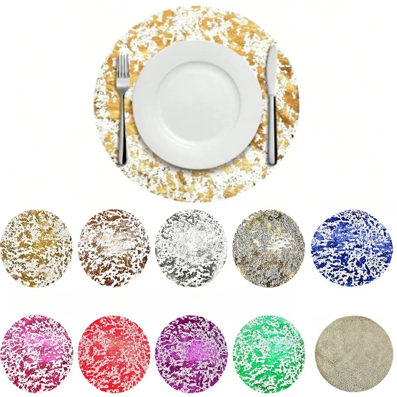 Round Gold Placemats Metallic Gold Foil Table Mats Disposable Fall Table Mates Dining Table Wedding Birthday Party Decorations